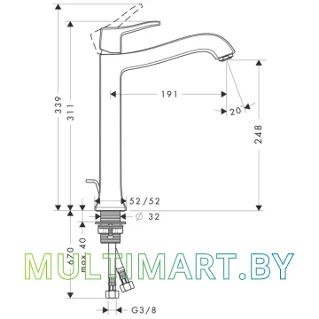 Смеситель Hansgrohe Metris Classic (31078000) картинка 2
